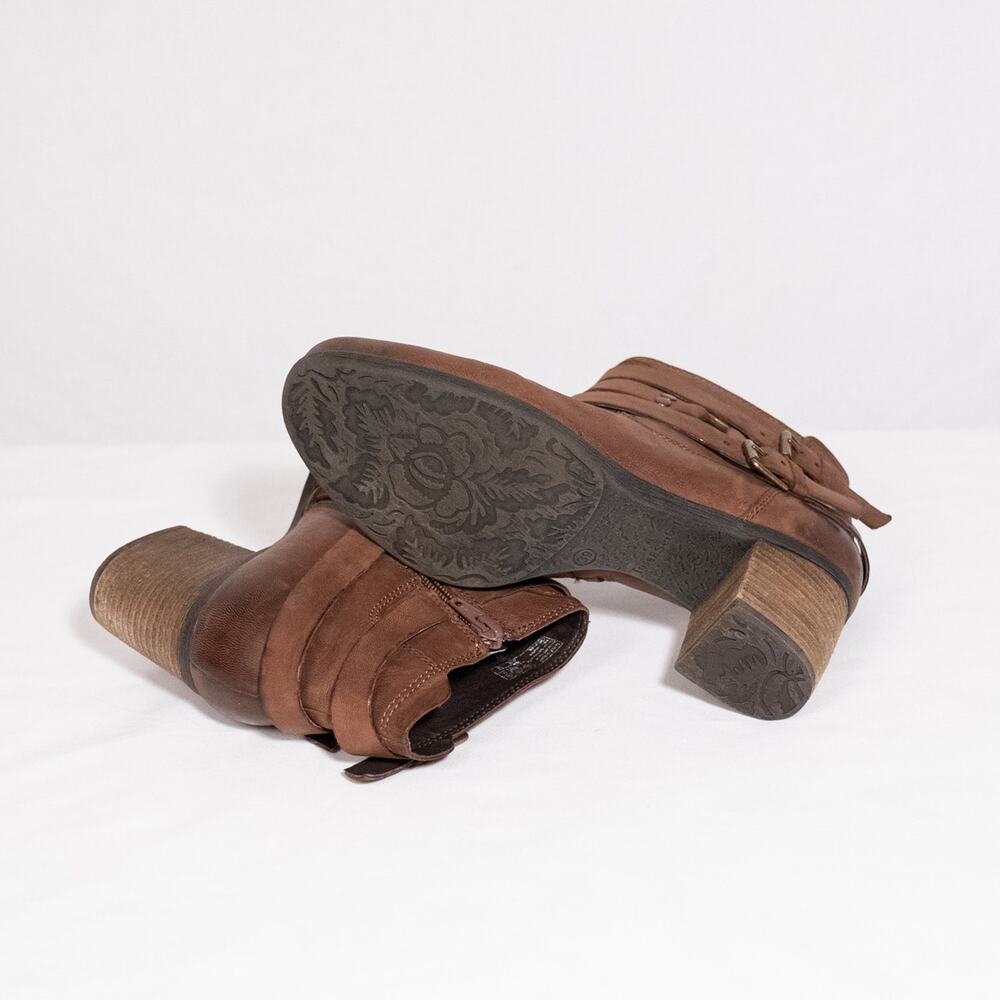 Josef Seibel Britney Brown Leather Ankle Boots EU 39 US 8-8.5 Classic Moto Biker - Picture 9 of 12